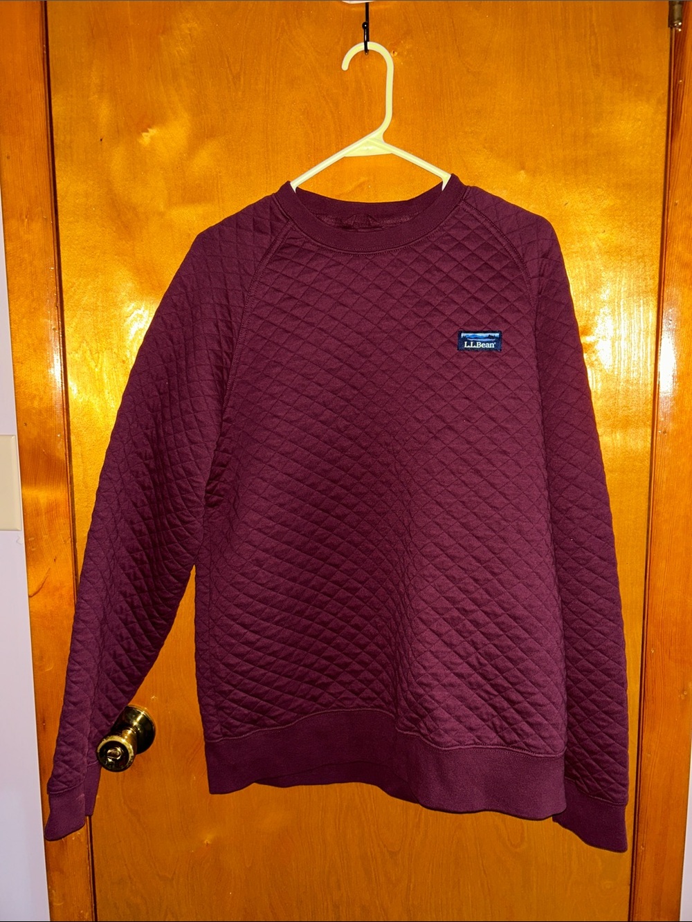 L.L. Bean Men's Quilted Crewneck Sweater - Maroon